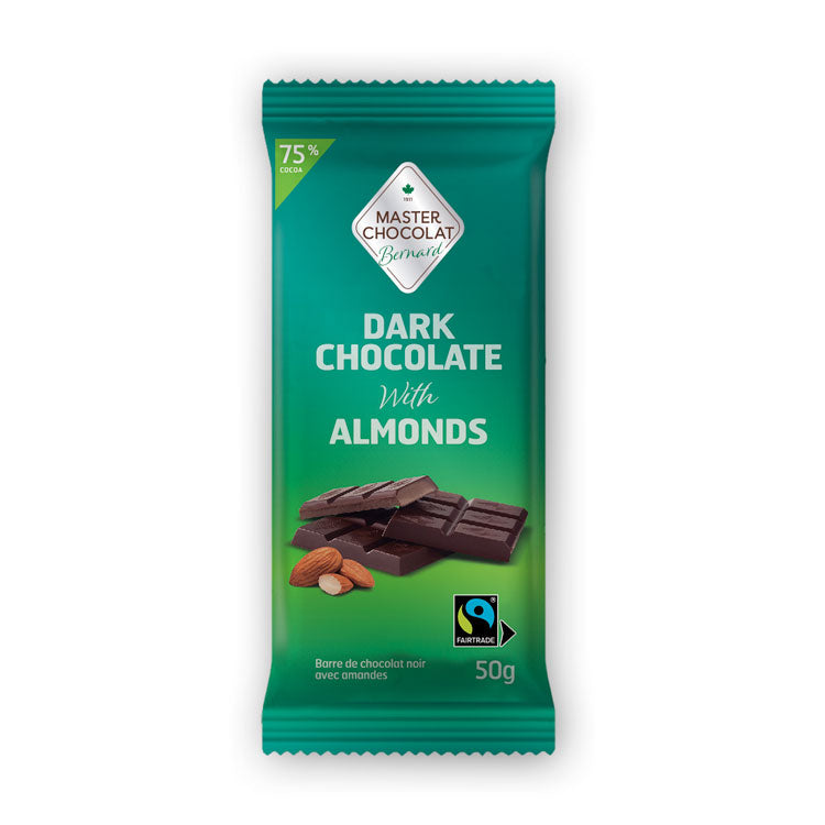 Dark 75% Chocolate Bar with Almonds