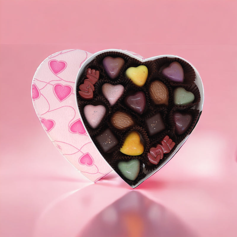 Pink Fluffy Heart Box with Assorted Heart Chocolates
