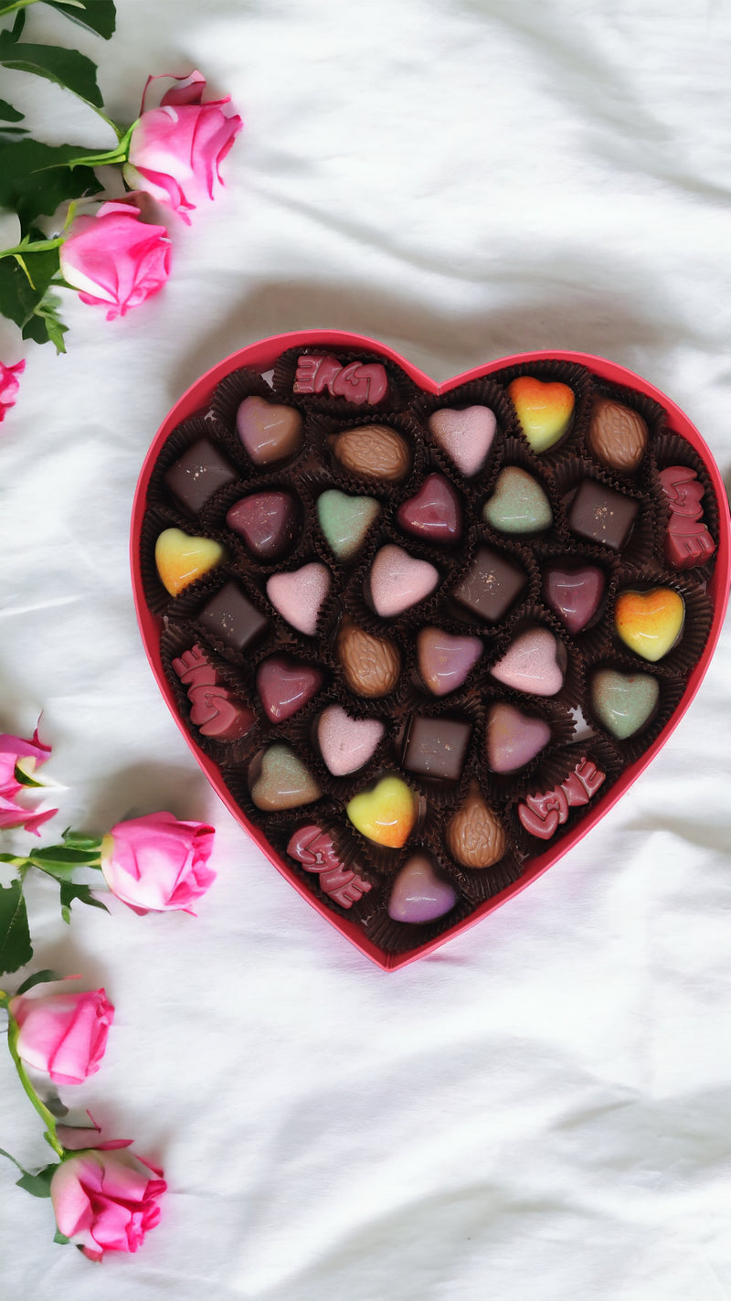 Pink Classic Heart Box with 35 Assorted Heart Chocolates