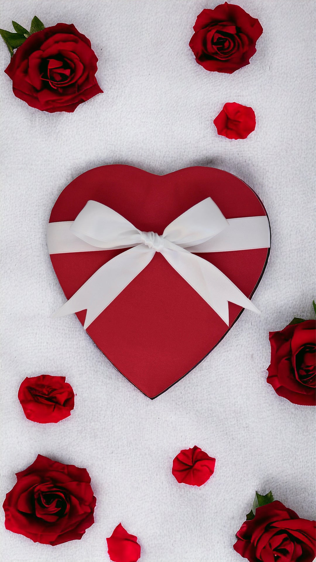 Red Satin Heart Box with Assorted Heart Chocolates