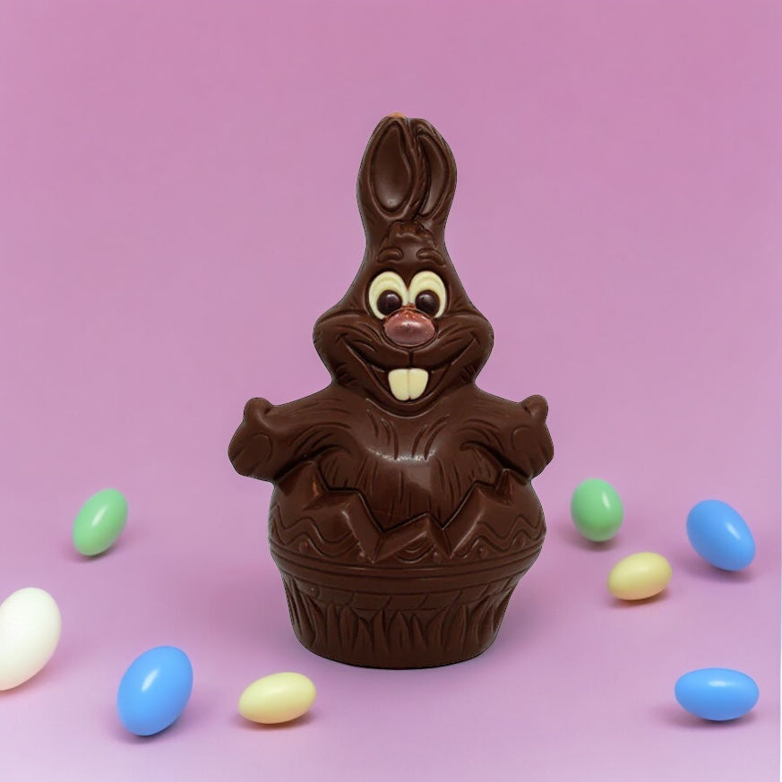 Decorated Large Bunny with Arms Astride - Dark 200g