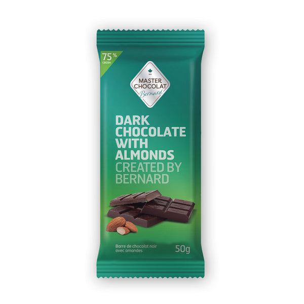 Dark 75% Chocolate Bar with Almonds