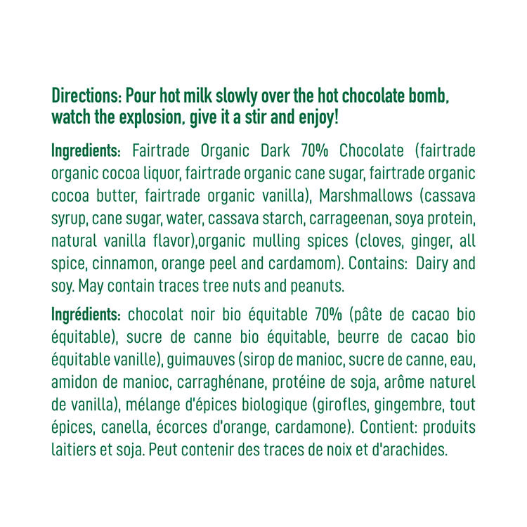 Hot Chocolate Bomb - Dark Chocolate Christmas Spice