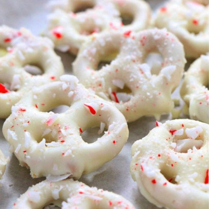 Chocolate Covered Pretzels - White Candy Cane